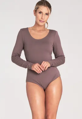 Dopasowane body damskie - body damskie brązowe  - M1038 rozmiar L